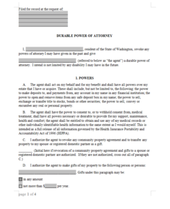 Durable POA Washington