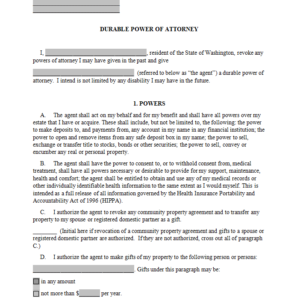 Durable POA Washington